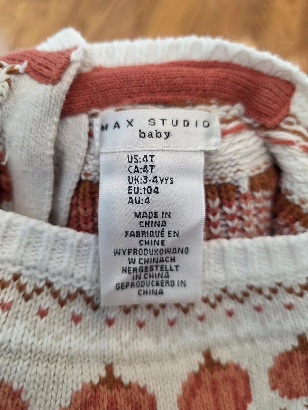 Max Studio Cream Knit Dress with Orange Pumpkin Pattern